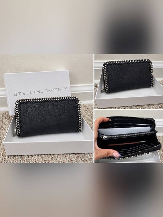 Stella McCartney Handbags - Stella McCartney Black Wallet with Silver Chain Trim